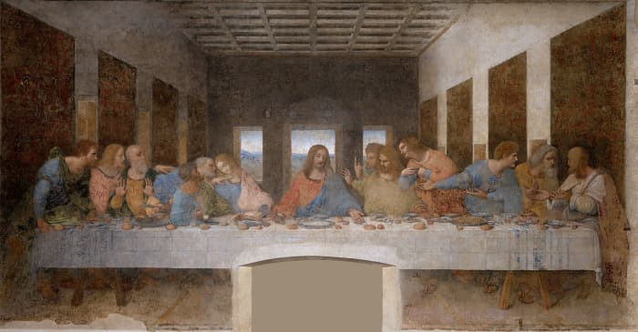 Leonardo da Vinci's The Last Supper shows us a table which was not in vogue at the time of The Last Supper. Hence, it is anachronism.