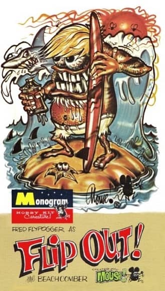 Fred Flypogger as "Flip Out" The Best Surfer of Them All, Monogram Models Hobby Kit Caricature by Mouse 1964