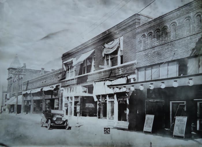 In this photo, both the new Victory Theater (middle of the photo) and the Comet Theater (right side of photo) can be seen.