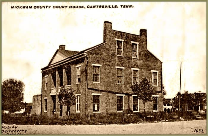 The restoration of the burned Centerville Courthouse ... The Derryberrry postcard dates to around 1890's