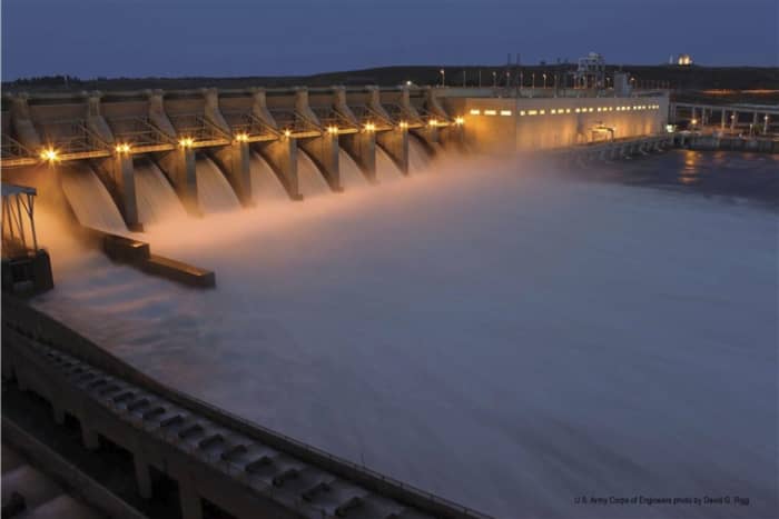 This is a picture of a hydroelectric dam. It's a massive structure that powers electricity to entire states in the U.S.