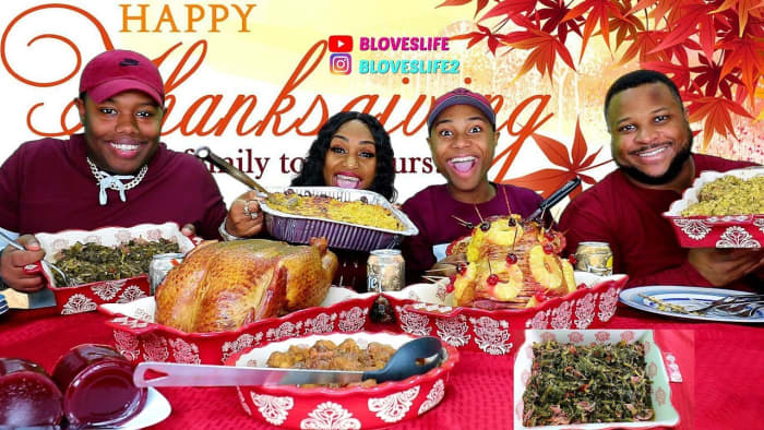 Bloveslife is Bethany, her husband Nate (her far left) and their sons Darius (her immediate left) and Dalvin (at her right).