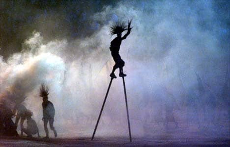 Aboriginal dancers telling Dreamtime stories at the Sydney Olympics opening ceremony.