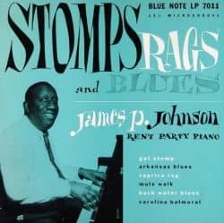 James P Johnson "Stomps Rags and Blues Rent Party Piano" BLP 7011 LP (1951) Album Cover Design by Paul Bacon Photo by Francis Wolff