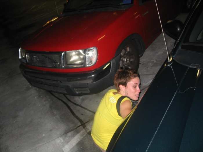 Casey Anthony, relieving herself in a parking lot.