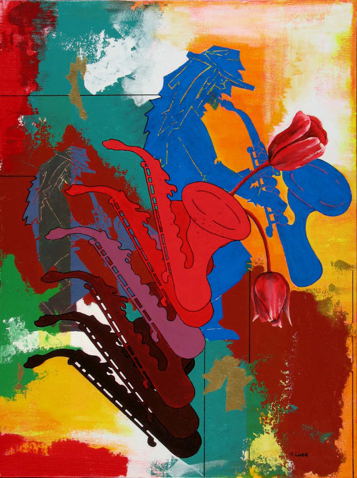 I find color mixing a joy using acrylic paints. This image is a painting I did titled "The Jazz Player." I did use my own graying techniques.