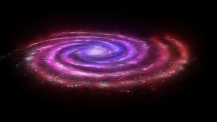 1. It Would Take About 100,000 years For A Spaceship From Earth To Traverse The Whole of Our Milky Way, from One End to another Travelling At The Speed Of Light... This illustration shows the distribution of molecular gas across the plane of the Mil