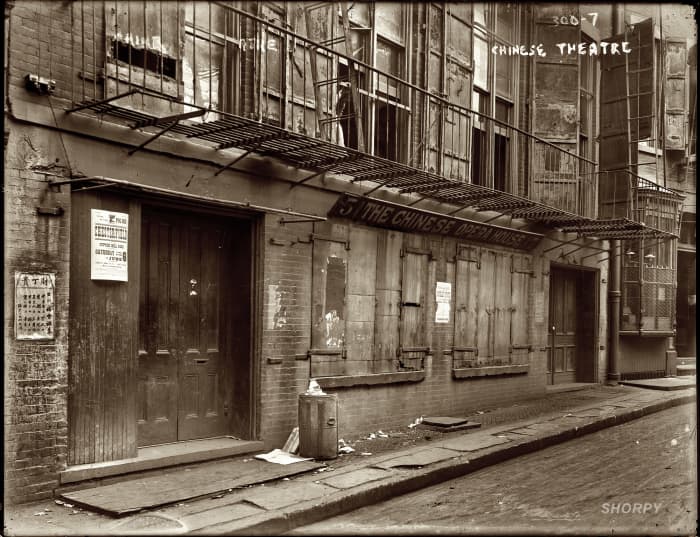 New York, 1908. "The Chinese Opera House." 5-7 Doyers Street. George Grantham Bain Collection, Library of Congress.