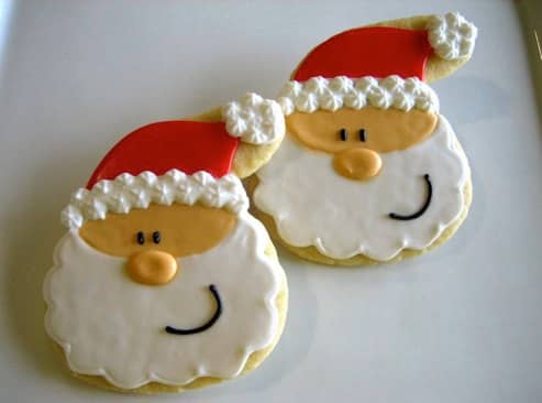 Sugar cookie Santa faces.