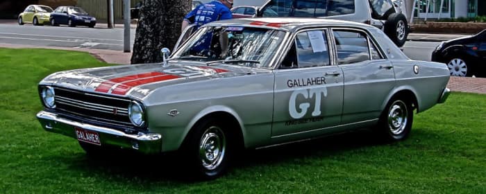 The beautifully restored Ford Falcon GT with Gallaher silver livery. One of eight built! Image from: Ferenghi http://www.carsaroundadelaide.com
