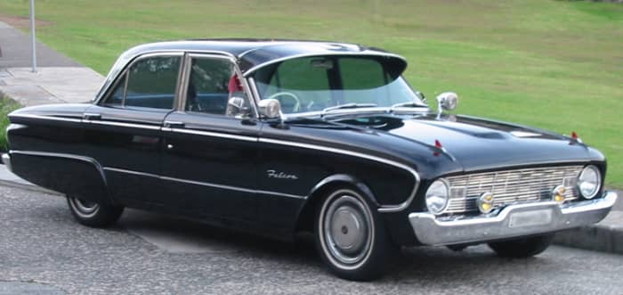 Ford Falcon 1960 vintage. Note all of the chrome and accessories that we were told we needed on our cars !