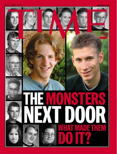 The Columbine killers on Time Magazine cover. One was a psychopath, the other not. Can you tell which one?