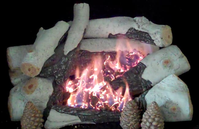 Realistic Birch Logs in this vent-free gas log fireplace set are designed for safety indoors without a chimney or other ventilation.