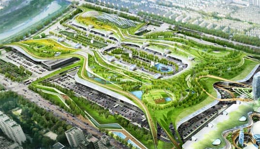 proposed green dome in Seoul Korea - 131 acres of the perfect marriage of urban plus green