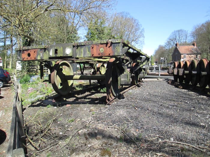 A wagon underframe awaits use by the turntable at Pickering on the North Yorkshire Moors Rly
