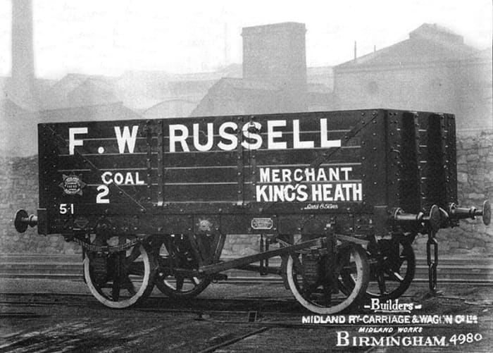 The Railway Clearing House (RCH) saw to the standardisation of private owner mineral wagons. Here we have a coal company vehicle owned by Russells of Kings Heath (B'ham), built by Midland Carriage & Wagon