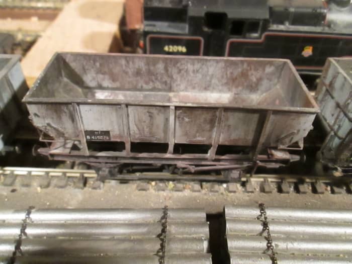 One of the Parkside British Railways' Dgm 1/146 21 ton steel hoppers on the Thoraldby layout (Shildon's finest)
