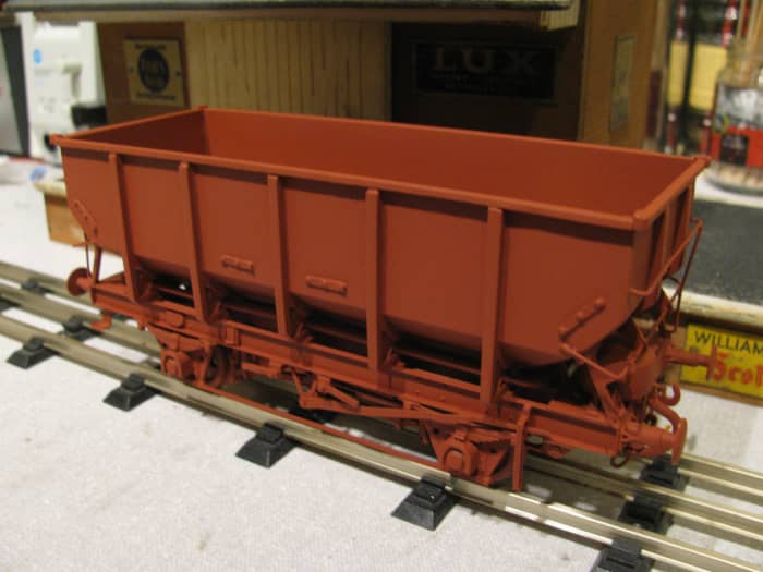 BR 21 ton steel hopper Dgm 1/146 16,800 built Shildon 1952-58 with grease axleboxes, with roller bearings from the 1960s. A batch was fitted with sheet rails for use in grain traffic between London Docks and Welwyn Garden City (cereal production)