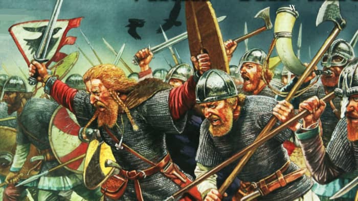 Ragnar's eldest son Ivar, nicknamed 'the Boneless' for his athletic prowess. One trick he had was of leaping onto the Danes' shield platform and over into the midst of a Saxon shield ring. Thus havoc reigned until the Saxons yielded or died