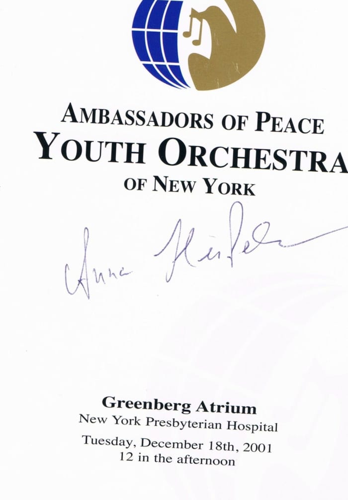 I collected this program at a Memorial Concert for three EMTs affiliated with NewYork-Presbyterian Hospital who died on 9/11. Obviously a very somber affair, it took place at the Weill Cornell Medical Center.