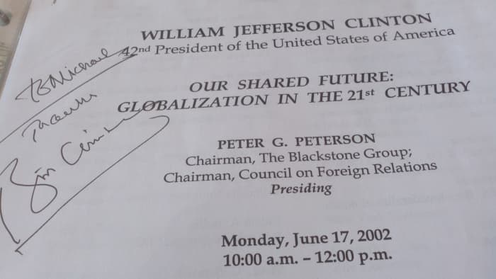 I secured this program after I helped videotape former President Bill Clinton's talk at the Yale Club near Grand Central Terminal. It was sponsored by the Council On Foreign Relations.