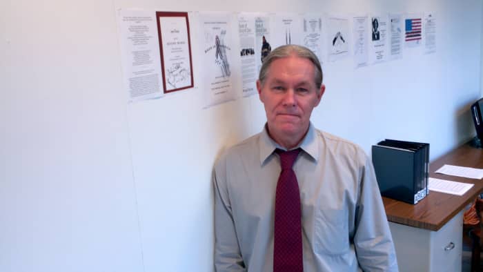 A picture of me at the exhibit on September 11, 2011 - ten years after the day I started my collecting effort and began my unique aftermath journey.