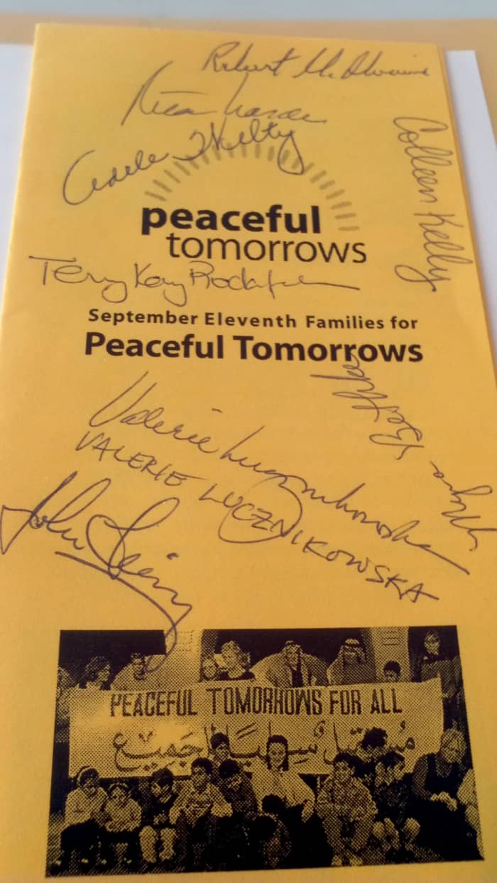 On the third anniversary of 9/11 I attended a book release discussion sponsored by Peaceful Tomorrows. It took place at the Puffin Room art gallery.