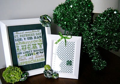 Links for subway art and shamrock printables so you can make your own framed St. Patrick's Day prints.