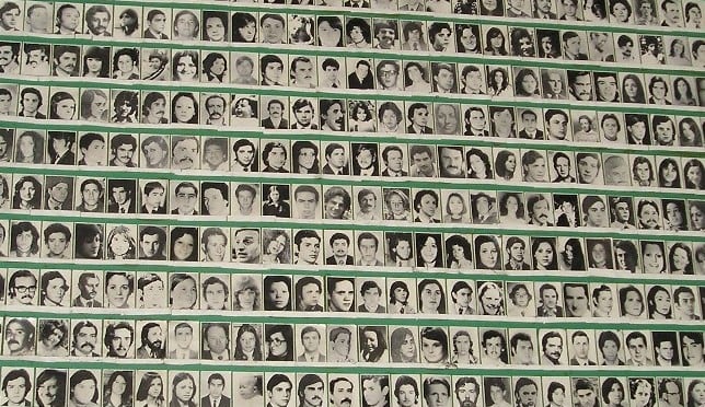 Photos of "los desaparecidos", the disappeared in La Plaza de Mayo, Buenos Aires, Argentina.