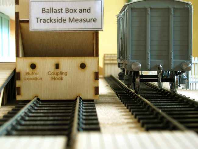 The box in relation to your stock, N, OO or O Gauge, with markings to show heights and relative positions