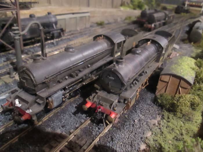 Resting side-by-side on the 'standing roads': (Bachmann) B1 61016 'Inyala' of York 50A and (Hornby) K1 62059 of Darlington 51A with (Bachmann) WD 90446 and far left V3 67685, both of 51D Middlesbrough