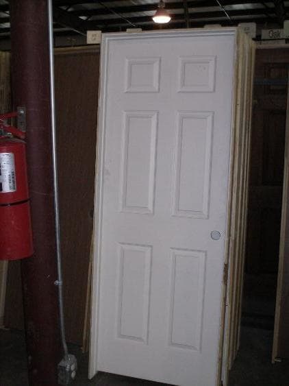 This is typically what a pre hung interior door looks like. You can purchase them in wood grain and even glass insert type doors as well.