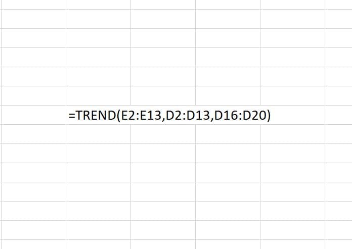 The TREND function uses the least-squares method to create predictive values. Essentially the TREND function creates a linear trend, given a linear set of data that is useful for forecasting into the future.