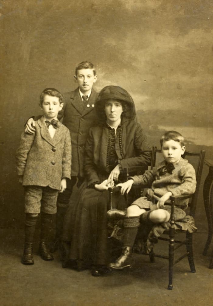 Kathleen Clarke and her children in 1916 after the Easter Rising and the execution of her husband Tom Clarke.