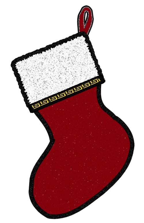 Print this image and the one below. Cut out both images. Place the images back to back. Using a glue stick glue around the edges of the images so the stocking can be opened. Stuff it with a small gift or card.