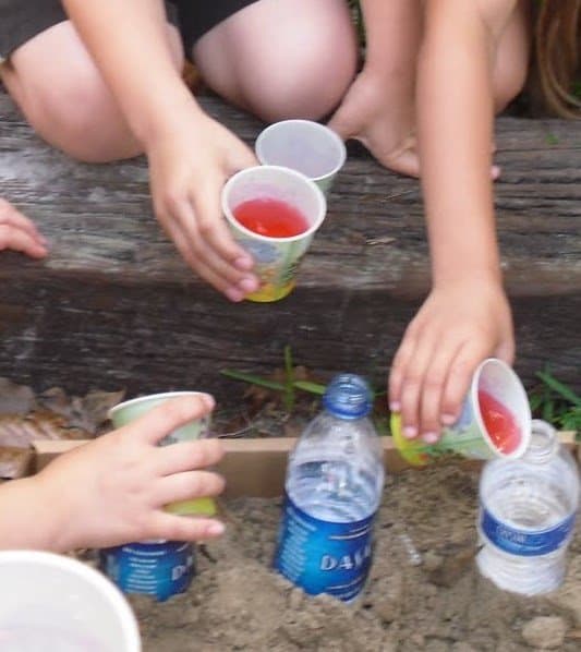 Ring of Fire with Baking Soda/Vinegar Eruptions. You can either use a big box of sand or have individual buckets of sand. The sand keeps the "bottle volcanoes" from falling over as they erupt.