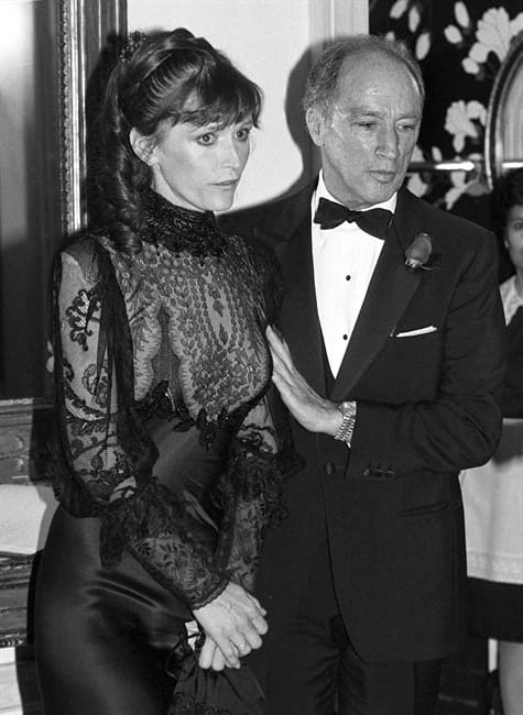 Canadian Prime Minister Pierre Trudeau escorts Margot Kidder at the Canadian Embassy in Washington, April 1983