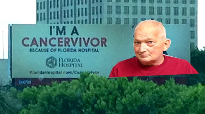 Story behind the photo...This billboard is on I-4 in Orlando. I took a photo of the billboard and added Dave's face...why? Because he is a cancer survivor. 6-20-14
