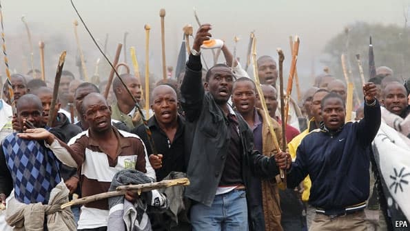 Africans in South Africa spoiling for a fight and demonstrating the present-day inequities. South Africa is sliding downhill while the rest of the continent is s lawing its way up