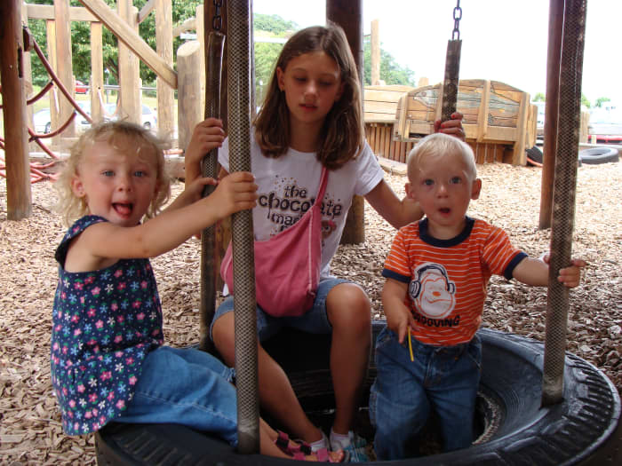 Grace, Olivia, and Alex playing at the fantastic Mattson Lower Harbor Park that is found along the shore of Lake Superior in downtown Marquette.
