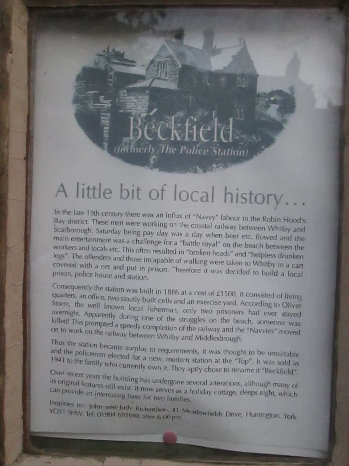 'Beckfield' - read the story of how the police station came about after navvies building the railway to Scarborough took on the local lads in seafront brawls