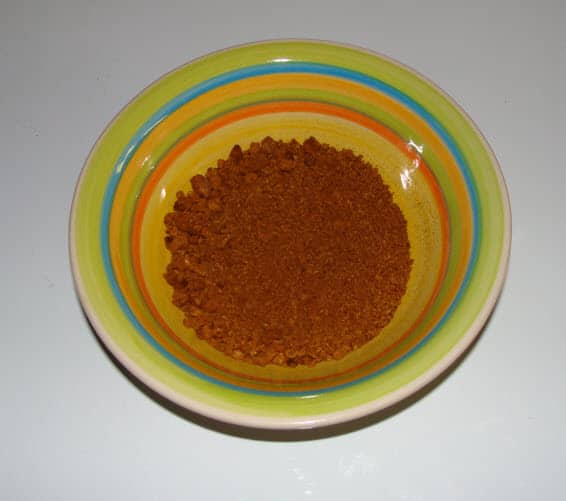 Powdered Chaga, I broke the larger chunk down using my Ninja Blender. The Chaga was so hard that it almost jammed my blender. An earlier experiment using a coffee grinder resulted in a complete melt down of the motor.