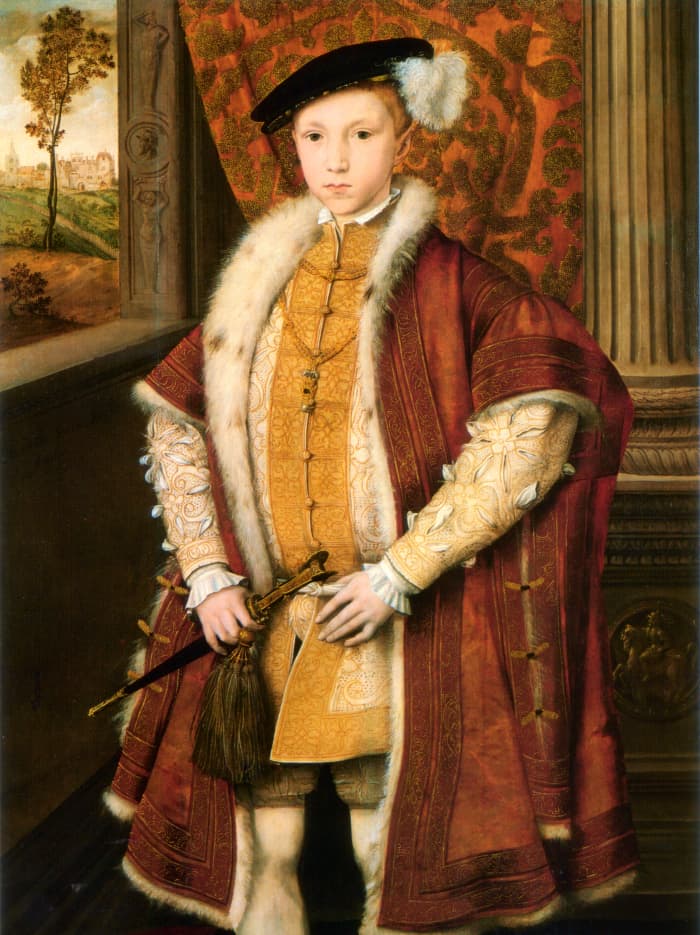Here is a Male in fashion, showing the heavier over coat of his late Father's reign