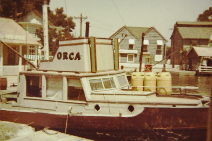 The actual ORCA from JAWS was moved to California and quietly lived out its life on the Universal backlot tram tour. I took this picture on a visit in 1977. Sadly, the vessel was junked in the 90s.