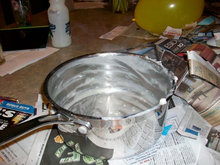 Mix up paste from one part sifted flour to five parts boiling water water.