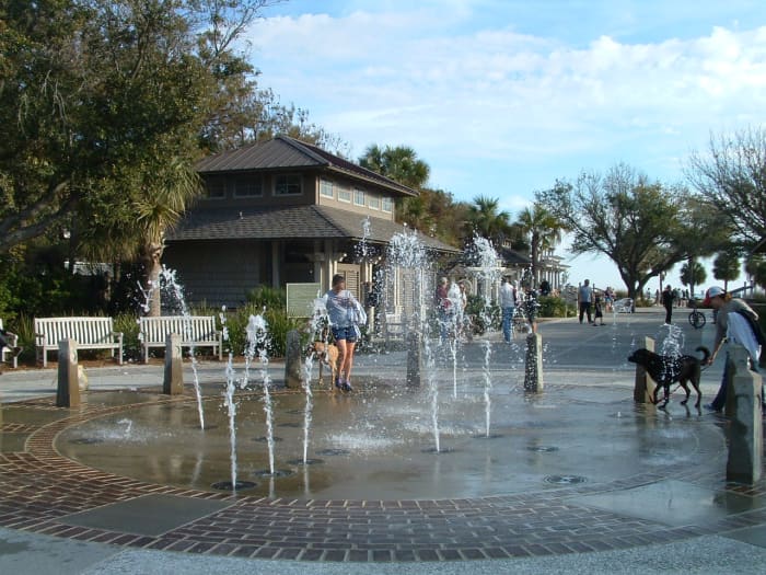 Coligny Beach Park is across the street from Coligny Plaza and has benches, rocking chairs and wooden swings, many with views overlooking the ocean.