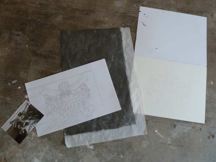 Here's the starting point for "A Capital Idea." I'm ready at this point to transfer my drawing onto the watercolor paper.