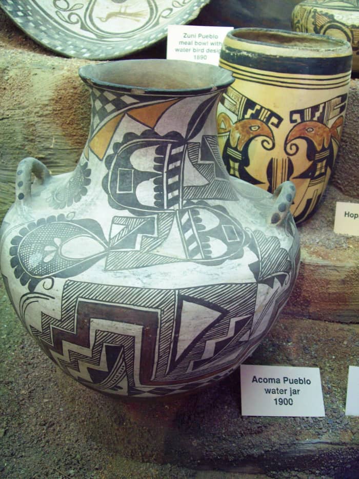A picture I took of a jar from Acoma (in northern New Mexico). This jar was used for water and for storing various foods.
