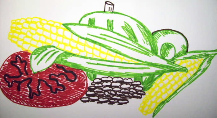 Corn, beans, squash, tomatoes, beans and avocado were an important part of ancient peoples' diets.
