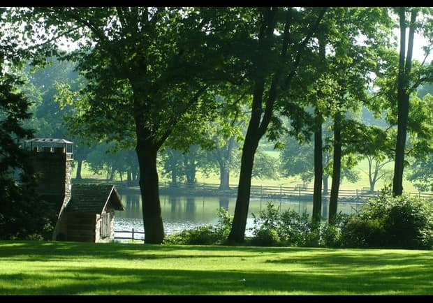 Haverford’s 200-acre campus is one of the most beautiful in the country and features a nature trail that runs past this duck pond.